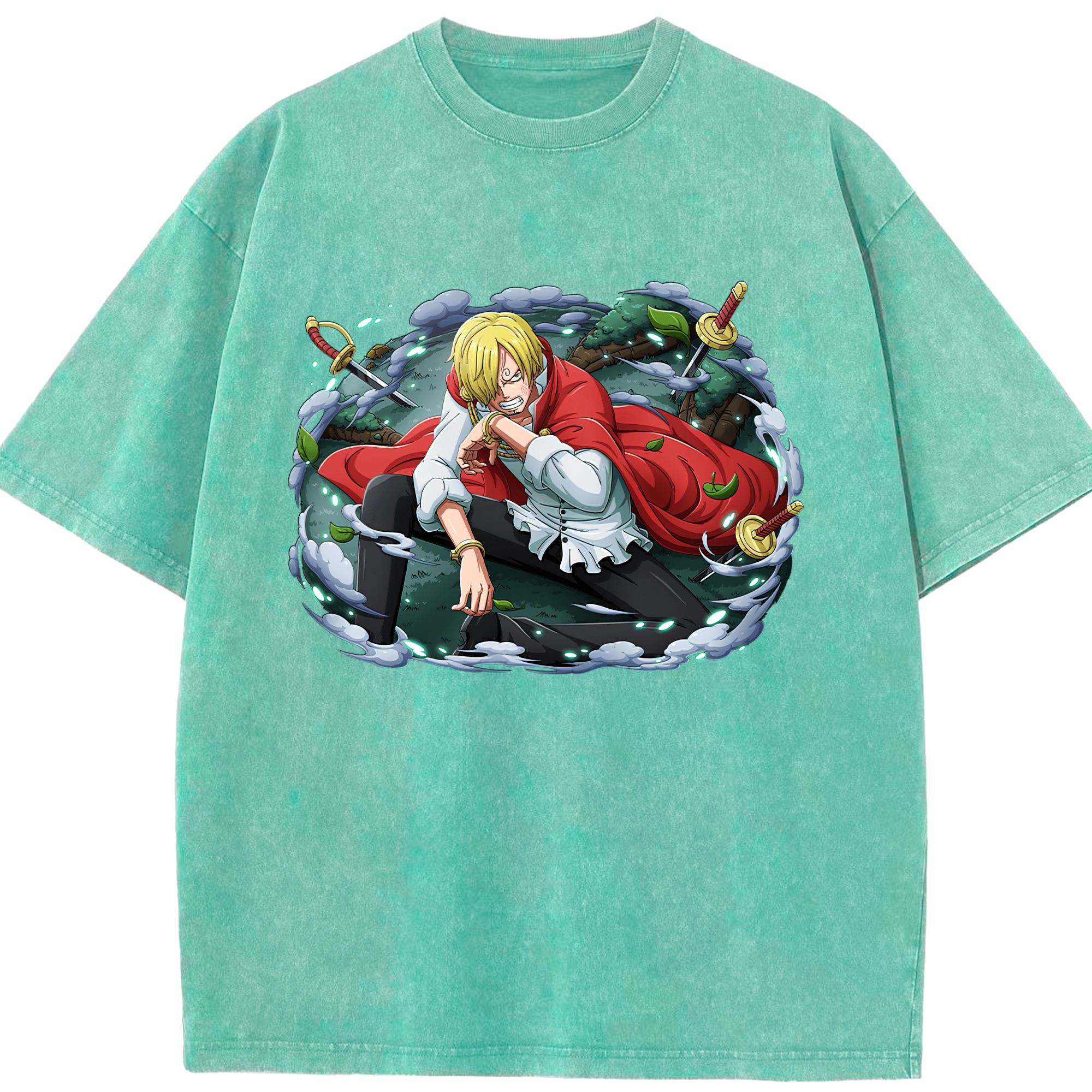 ワンピース サンジ ONE PIECE Sanji 綿100% ヴィンテージ風 半袖Tシャツ（フロントプリント）